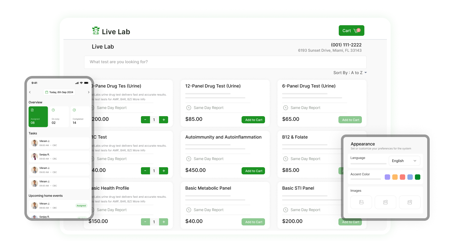 Home collection management dashboard